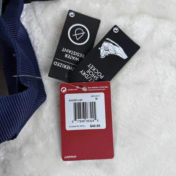 Nike Air Jordan Duffel Bag Navy Gray Jumpman w/ Wet Dry Shoe Pocket NWT - Picture 3 of 7